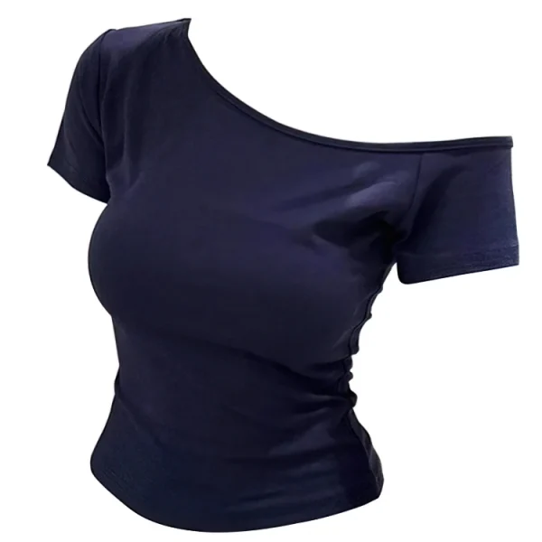 100% Ribbed Cotton Summer Off shoulder Top Women Slim fit Body Summer Short sleeve T shirt Female Sexy Basic Tees Korean Chic